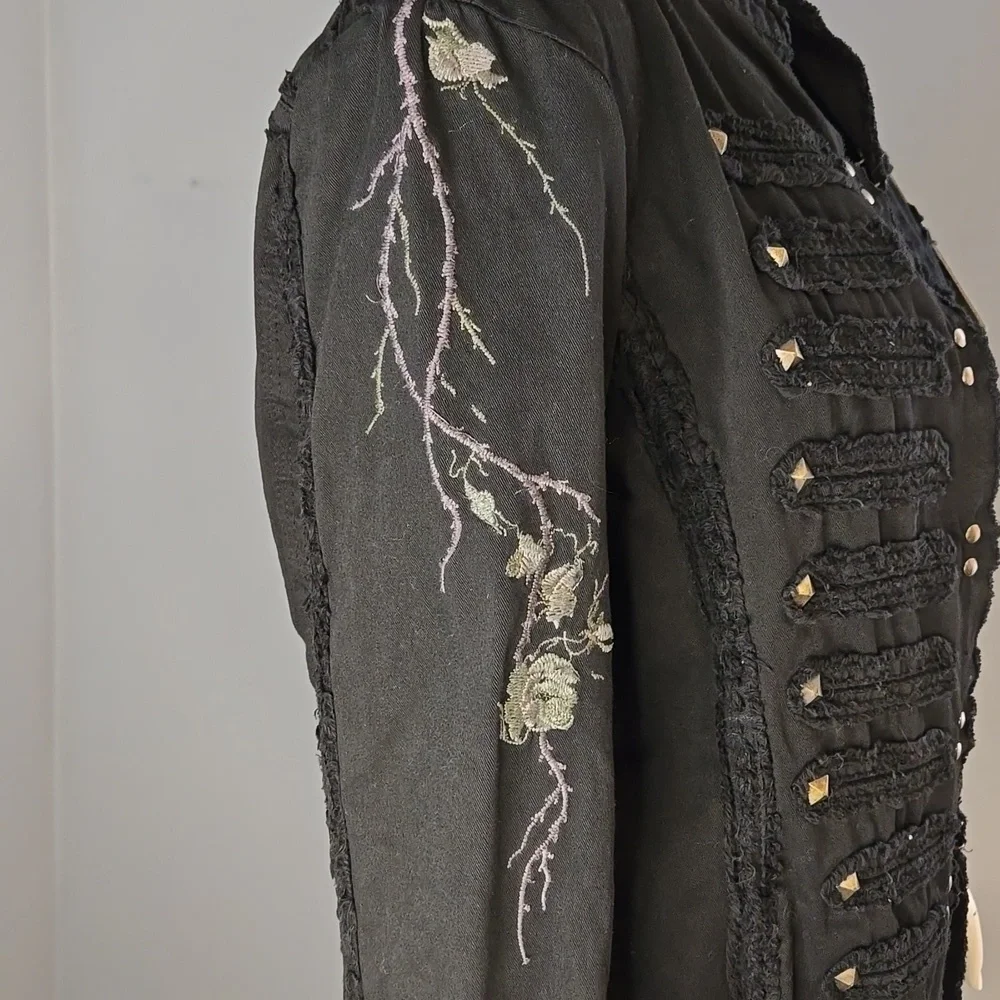 Inspira Embroidered Cotton Metal Accent 3/4 Sleeve Vintage Jacket Size XL - Picture 3 of 16